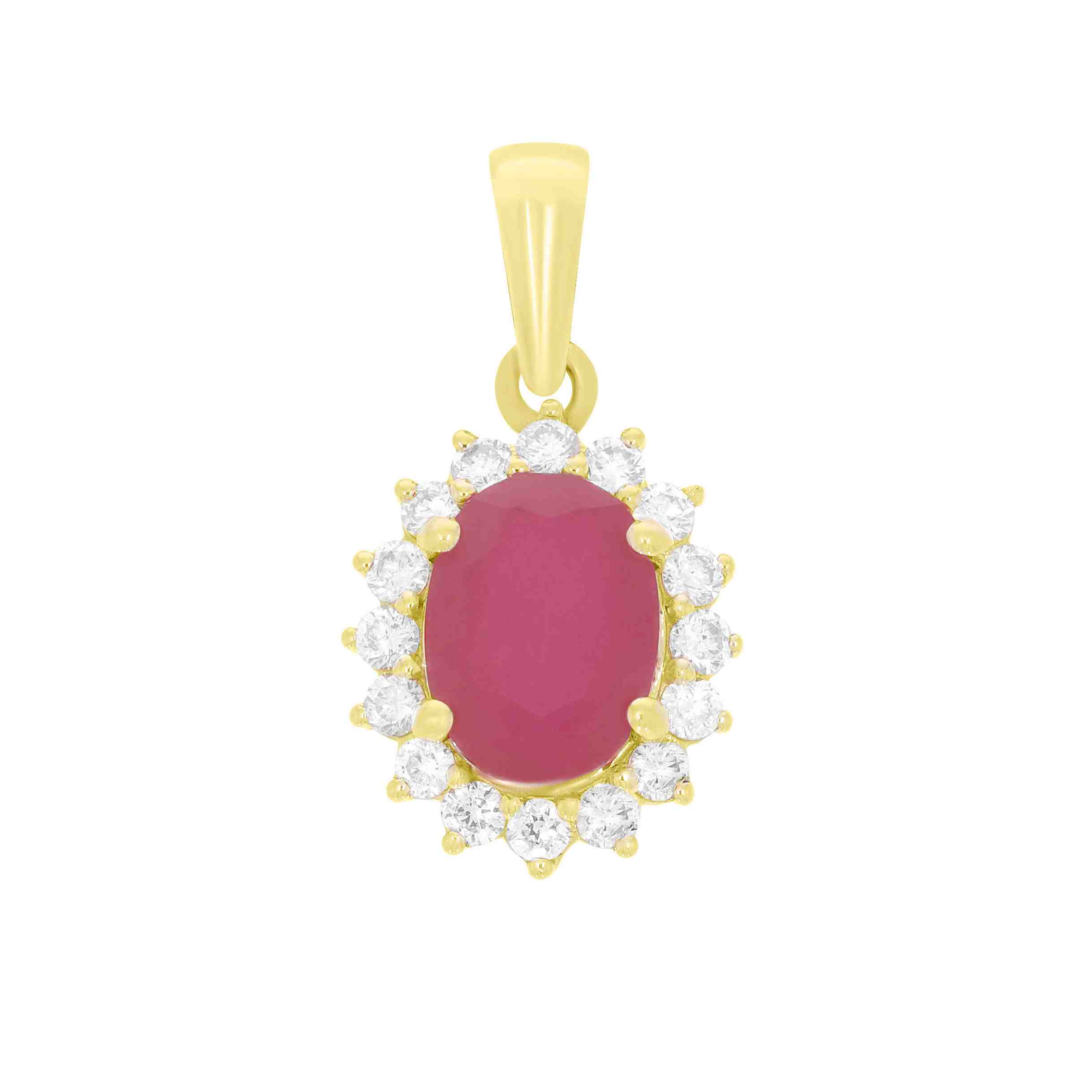 Oval Shape Ruby and Halo Diamond Pendant LR12152APD